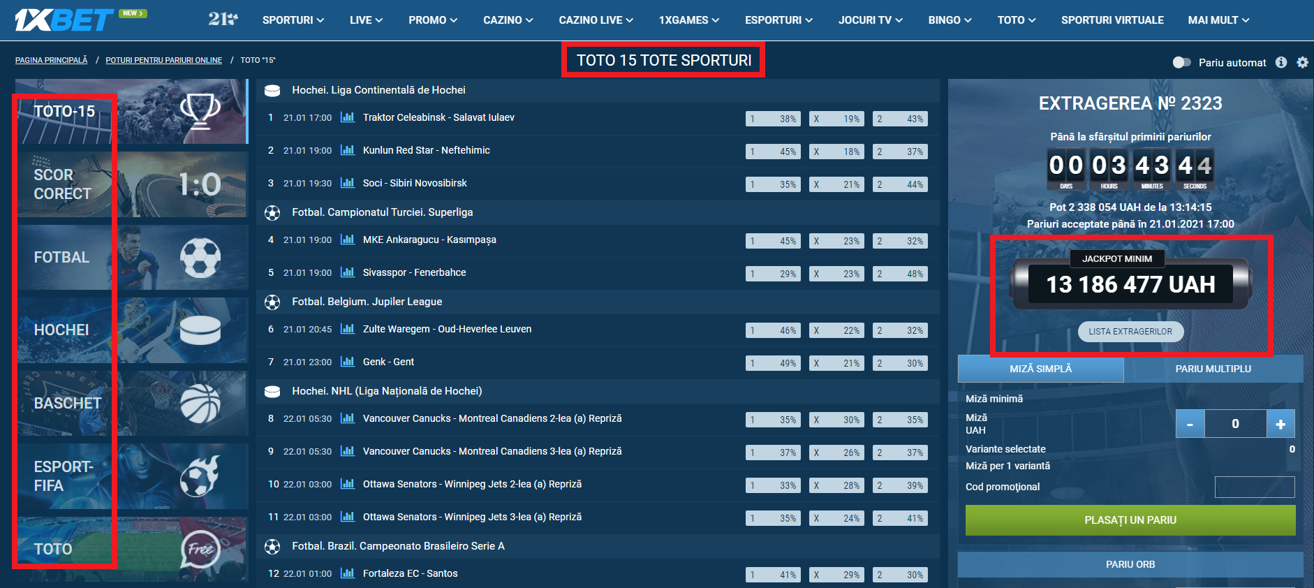 Predicțiile de 1xbet - Predictor de fotbal